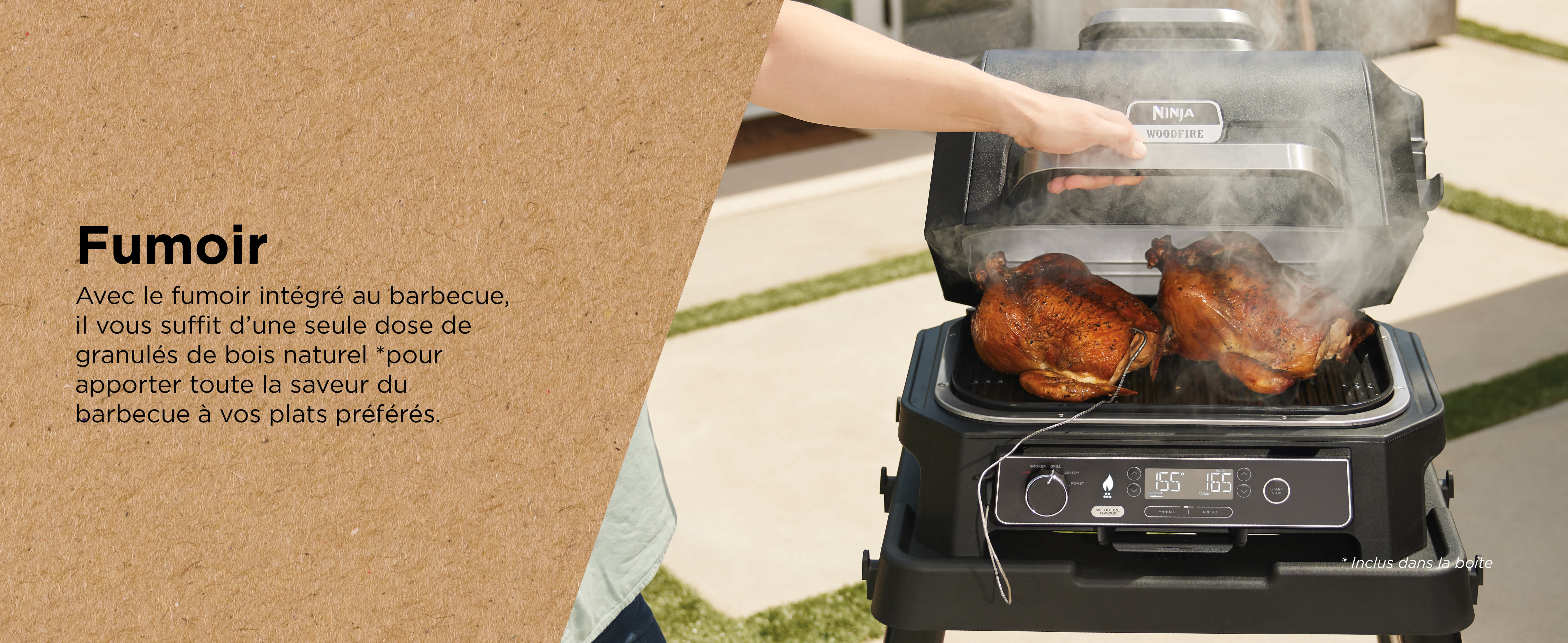 Copertura Originale Ninja Per Barbecue Elettrico Woodfire XL - Impermeabile E Resistente, Con Coulisse, Colore Nero